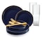 Smarty Had A Party Navy with Gold Rim Organic Round Disposable Plastic Wedding Value Set, 720PK 930NGVS120 - alternate 1